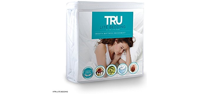 TRU Lite Bedding Quiet Mattress Protector - Zippered Bed Bug Proof Mattress Protector