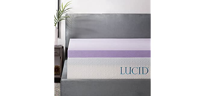 LUCID Queen - Cushioned Lavender Mattress Topper
