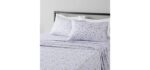 Amazon Basics Blue Floral - Deep Pocket Fitted Sheet