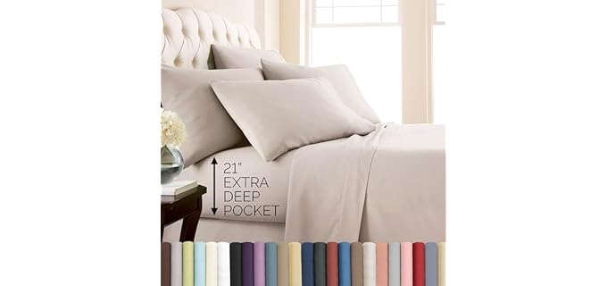 21 Inch Deep Pocket Queen Sheet Set Hotel Quality Microfiber Natural Beige