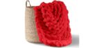 Adyrescia Chunky Knit Blanket Throw | 100% Hand Knit with Jumbo Chenille Yarn (50
