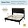 Allewie Queen Size Velvet Bed Frame/Vertical Channel Tufted Wingback Headboard/Upholstered Platform Bed/Strong Wooden Slats/No Box Spring Needed/Easy Assembly/Black