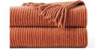 BATTILO HOME Rust Orange Throw Blanket for Couch, 60