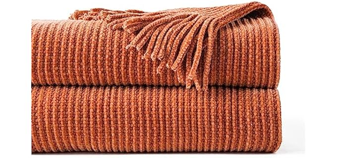 BATTILO HOME Rust Orange Throw Blanket for Couch, 60