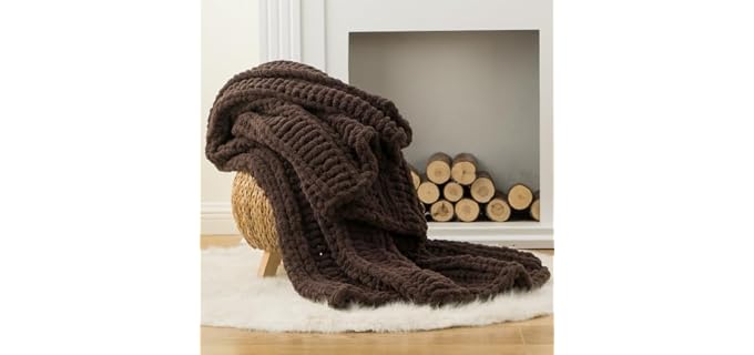 Battilo Chunky Knit Throw Blanket for Couch, 50