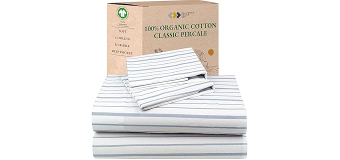 California Design Den 100% Organic Cotton Percale Sheets Queen, 4 Pc Set