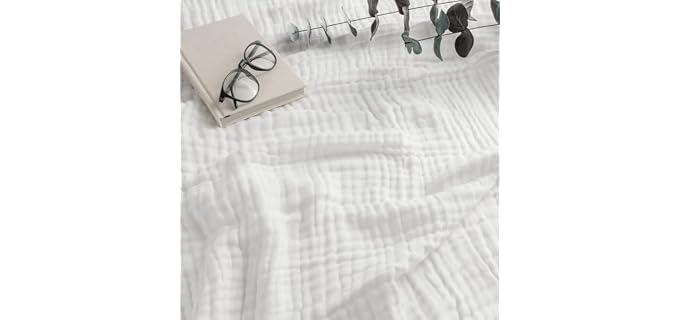 Comfy Cubs Adult Muslin Blanket 108x90” King Swaddle Blankets, White