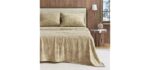 Great Bay Home Flannel Sheet Set Twin Size - 100% Turkish Cotton, Double-Brushed, Lodge-Printed Bed Sheets - Ultra-Soft, Cozy, 3-Piece Bedding Set (Bear Mountain)