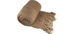 Home Soft Things Brown Throw Blanket Knitted Tweed Throw 50'' x 60'', Amphora, Super Soft Cozy Warm Comfortable Breathable Throw for Living Room Chair Couch Bed Sofa Bedroom Home Décor