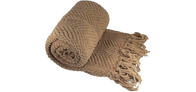 Home Soft Things Brown Throw Blanket Knitted Tweed Throw 50'' x 60'', Amphora, Super Soft Cozy Warm Comfortable Breathable Throw for Living Room Chair Couch Bed Sofa Bedroom Home Décor
