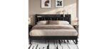 LIKIMIO King Bed Frame with Storage Headboard and Charging Station