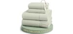 Lane Linen Queen Sheet Set 100% Organic Cotton Percale Cooling - Mineral
