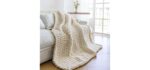 Larexius Chunky Knit Throw Blanket for Couch，60X80 Inches Cream