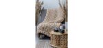 MLMGUO Knitted Chunky Blanket Throw, Handmade for Sofa, Bed or Gift (Camel, 40