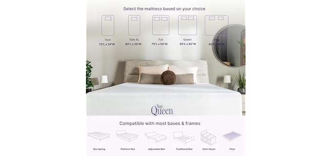 NapQueen 8 Inch Queen Size Mattress, Bamboo Charcoal Memory Foam Mattress, Bed in a Box, White