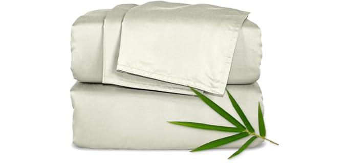 Pure Bamboo Queen Sheets, Genuine 100% Organic Viscose Derived from Bamboo Bed Sheet Set, Luxuriously Soft & Cooling, Double Stitching, 2 Year Quality Promise (Queen, Birch)