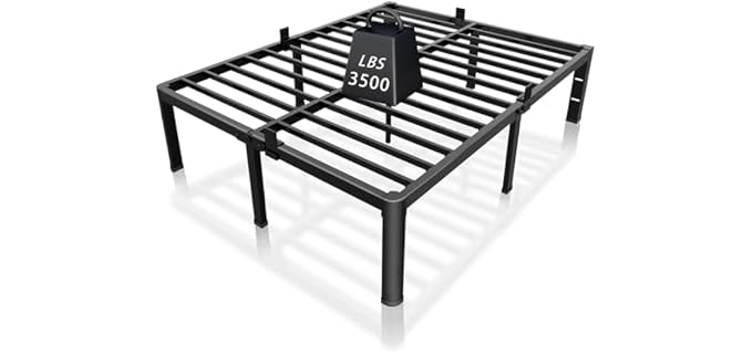 ROIL 14 Inch Queen Bed Frame with Rounded Corner & 4 Mattress Baffles
