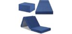 SLEEPLACE 4 Inch Tri-Folding Topper Mattress, Single, Blue
