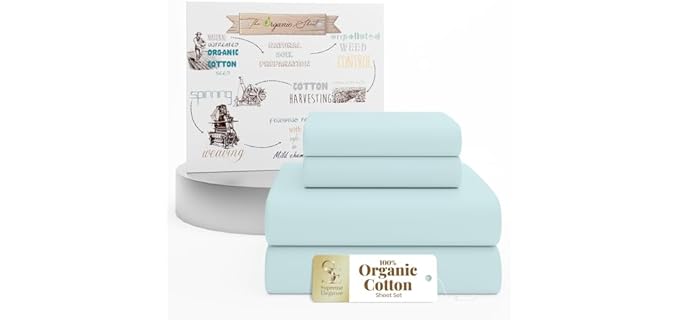 SUPREME ELEGANCE King Sheets, Organic Cotton Sheets, Soft & Cozy, Pale Aqua