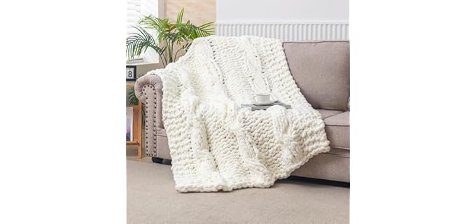 WESHIONGOO Chunky Knit Blanket Throw 50