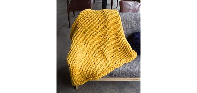 Yiyida Chunky Knitted Blanket Merino Wool Blend Arm Knit Throw Large Hand Knitting Yarn Pet Bed Chair Sofa Yoga Mat Rug 100x150cm