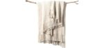 lifein Chenille Throw Blanket 60x80 - Soft Boho Knitted Blanket for Couch Cozy Farmhouse Decor Bed Throw, Lightweight All Season White/Cream Blanket, Decorative for Living Room Bedroom Spring Decor