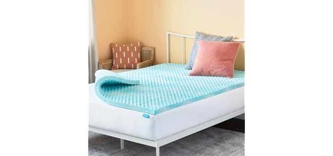 Linenspa 2 Inch Egg Crate Gel Memory Foam Topper, Reversible, Queen Size | Egg crate convoluted design, Reversible for two feels, Promotes airflow, Relieves pressure points, Gel-infused foam