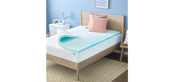 Linenspa 2 Inch Swirl Gel Memory Foam Mattress Topper, Cooling, Twin Size | Cooling gel swirl infusion, Ventilation holes for airflow, Pressure relief, CertiPUR-US certified, Softens firm beds