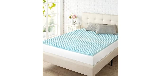 ZINUS 1.5 Inch Swirl Gel Cooling Memory Foam Mattress Topper, Cooling Airflow Design, CertiPUR-US Certified, Queen